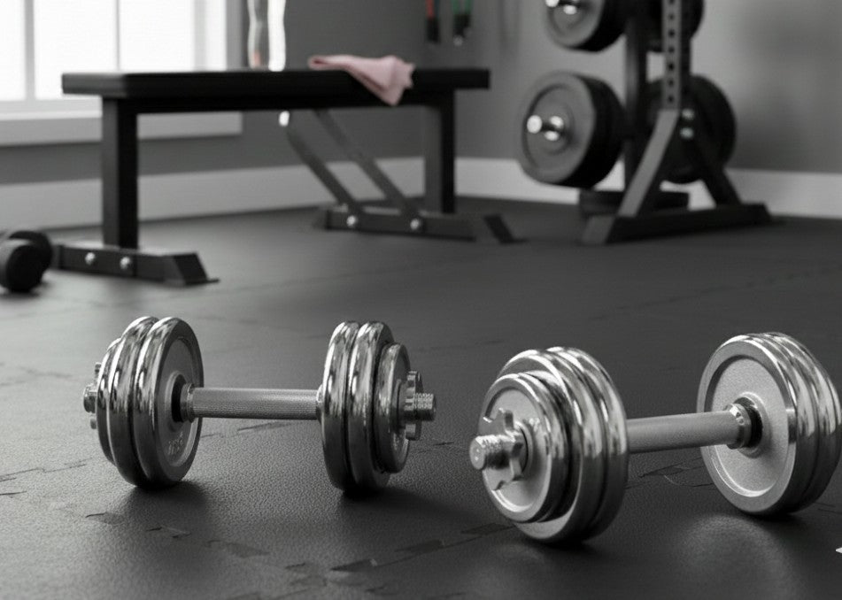 Chrome dumbbells set with storage case available in 20kg and 30kg weights