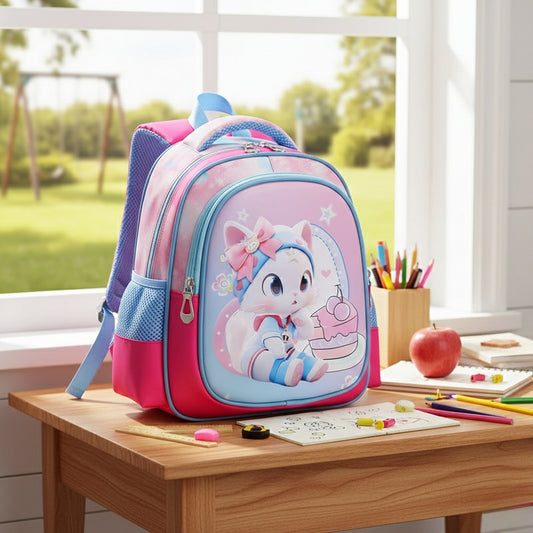 Kids cartoon themed kindergarten school bag suitable for A5 books.