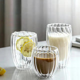 Stripe Double Wall Glass Mug