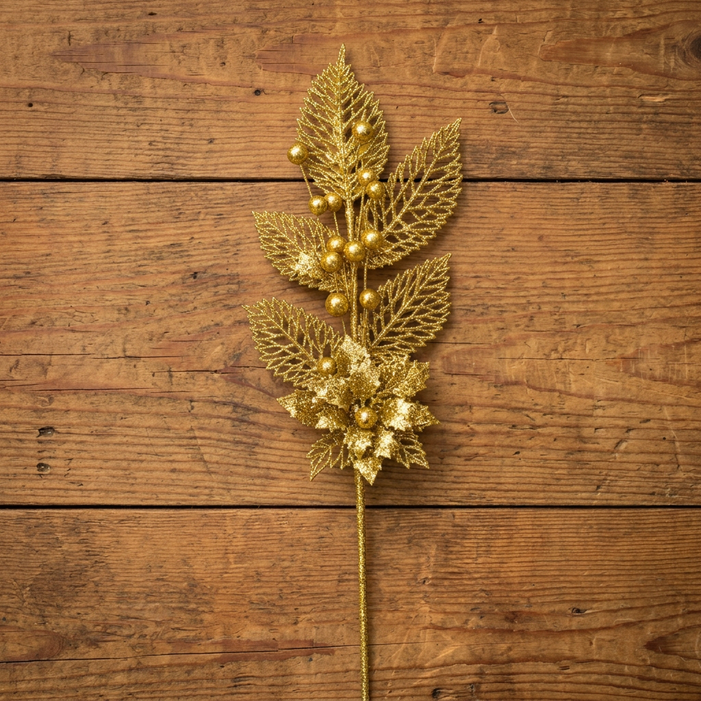 6Pcs 25cm Glitter Christmas Floral Picks
