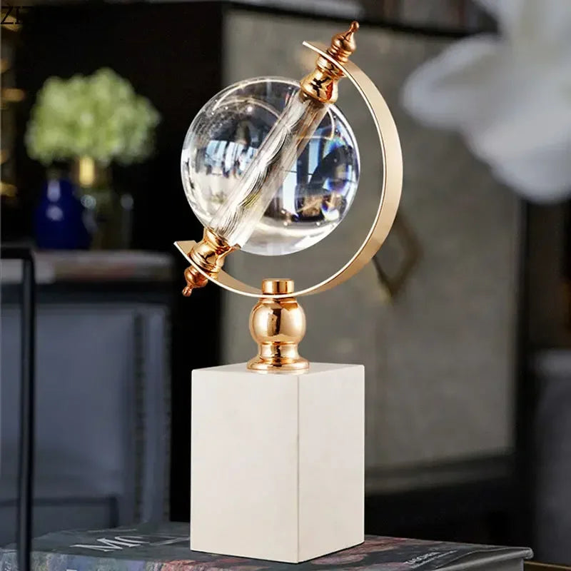 Marble Base Crystal Ball Décor