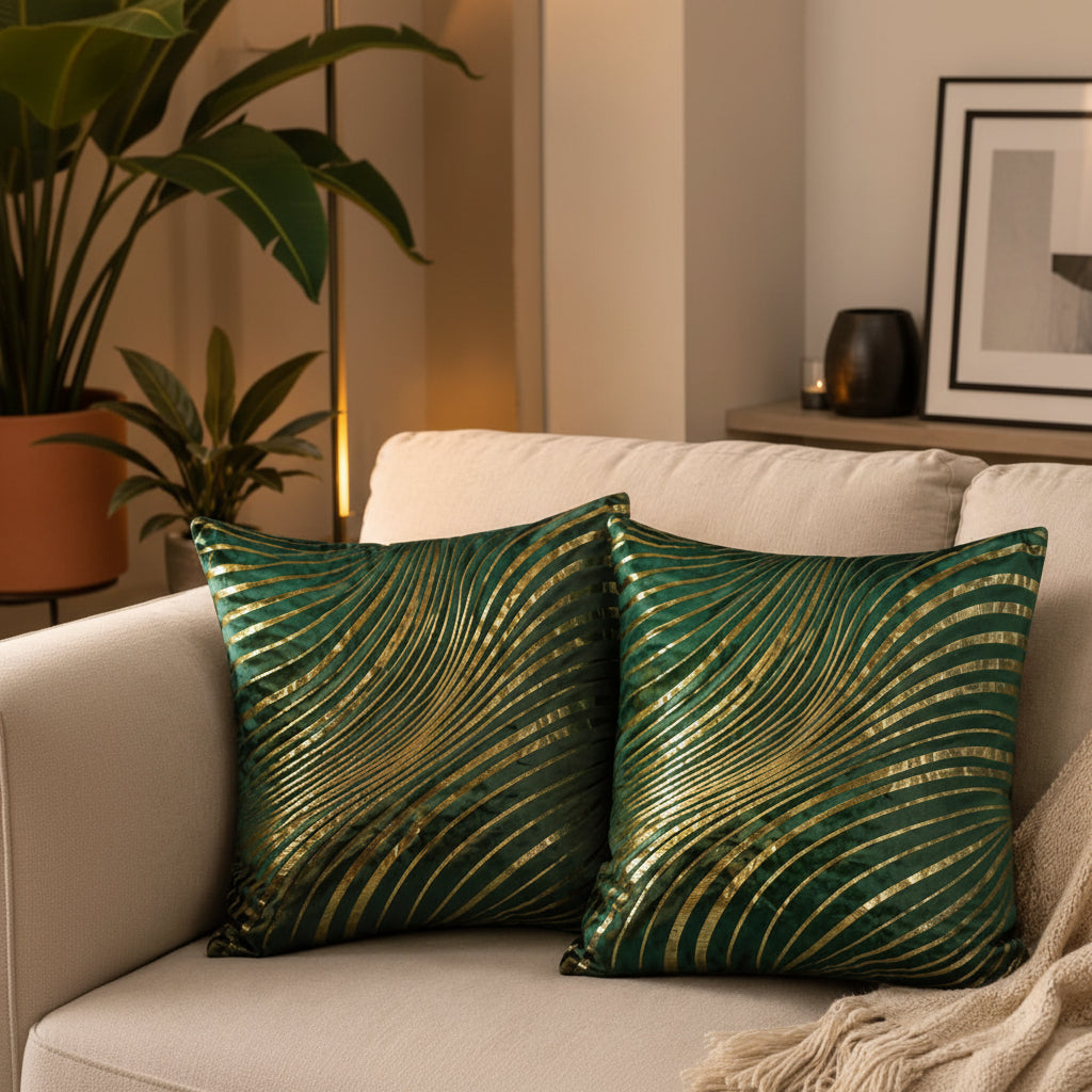 Printed cushion cover measuring 45 × 45 cm for sofas, beds, chairs, and decorative home décor.