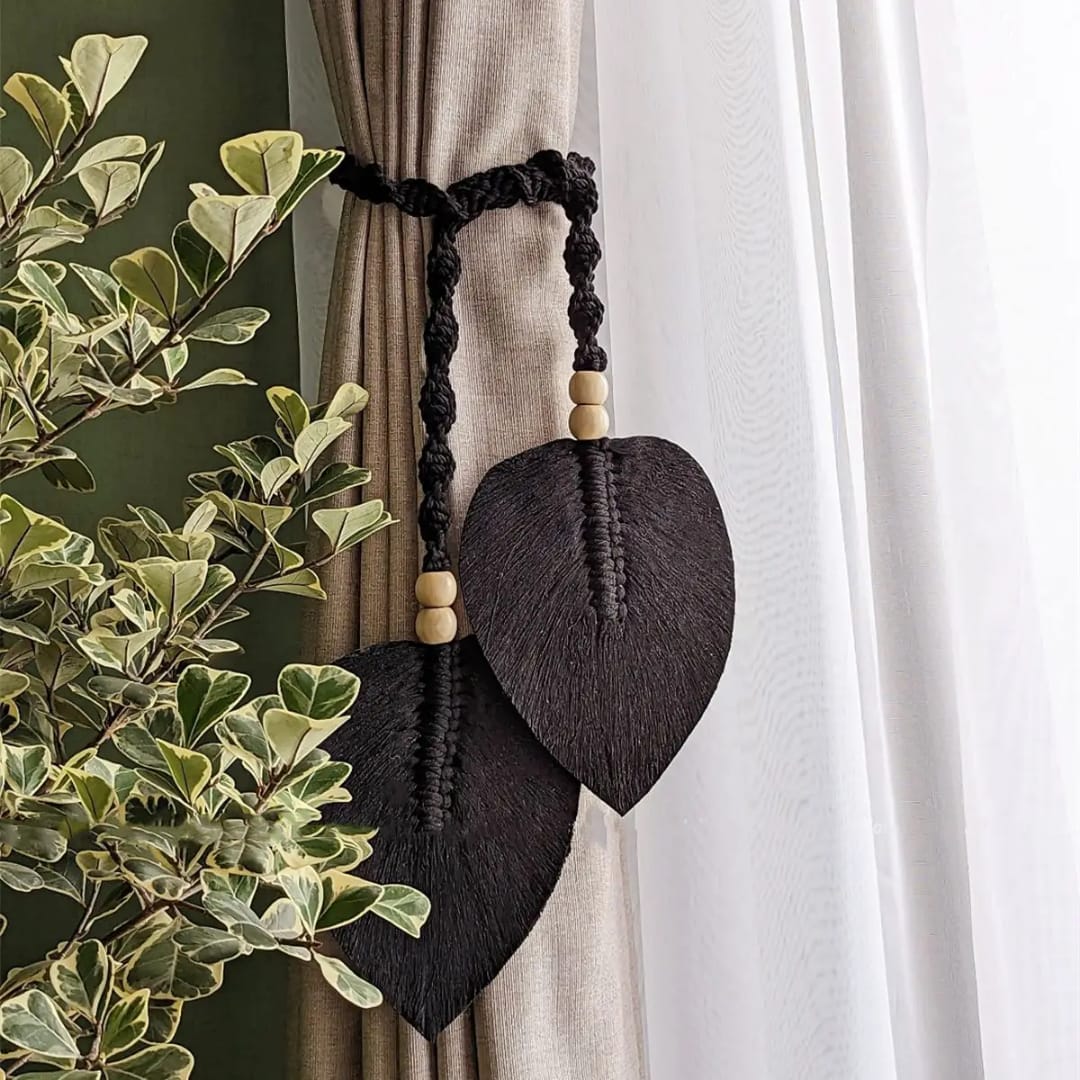 Handmade Leaf Curtains Holder with Straps