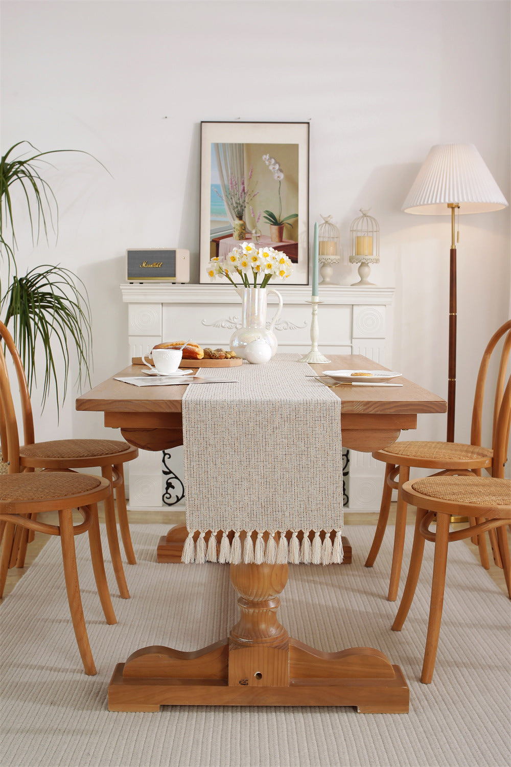 33 × 228cm Woven Dining Table Runner with Tassel Edges