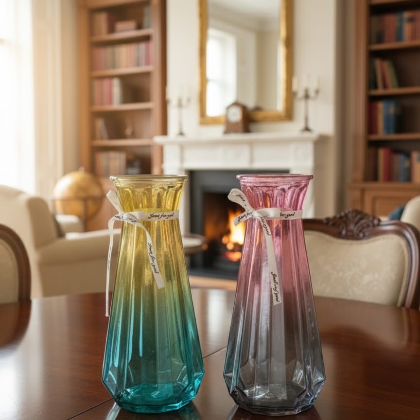 Diamond-Coloured Glass Vase Large