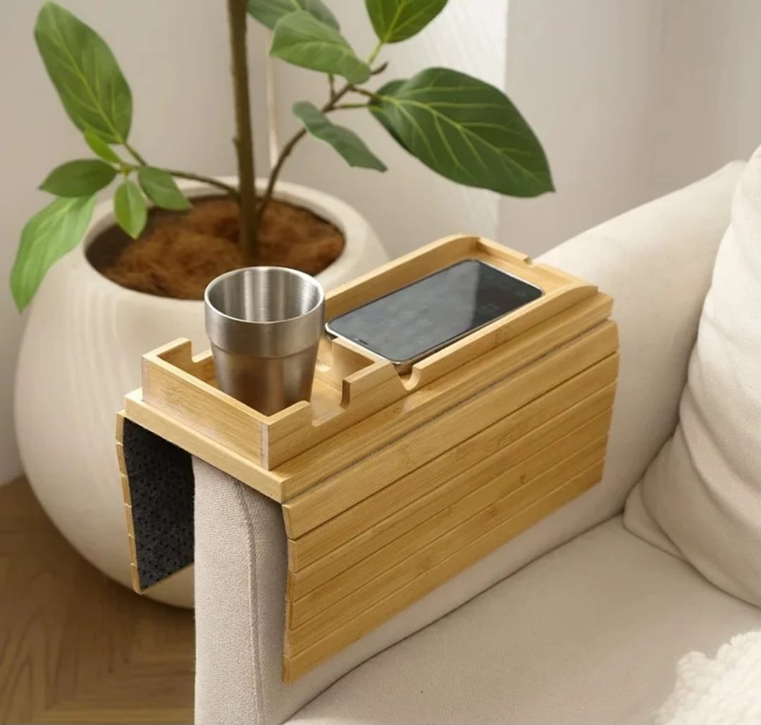 Bamboo Sofa Armrest Organizer