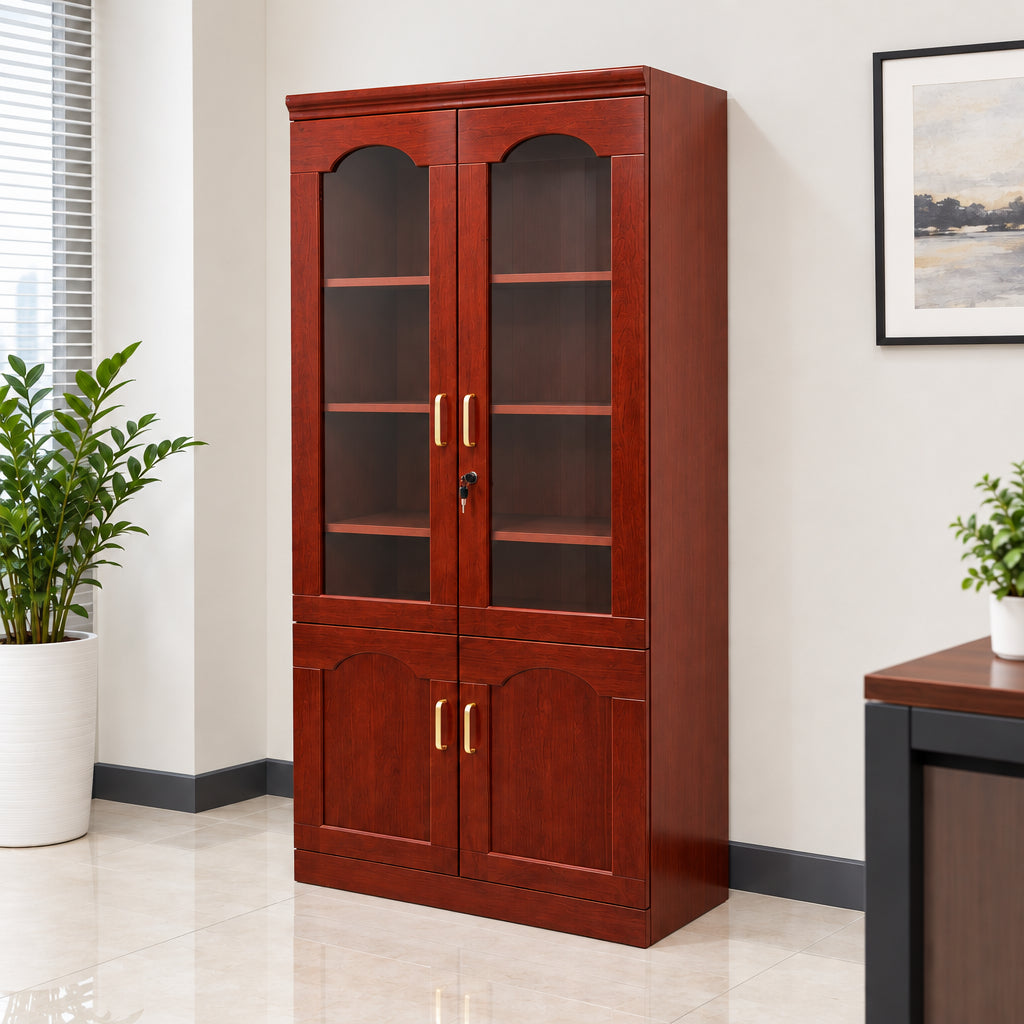 Half Display Mahogany Office Cabinet