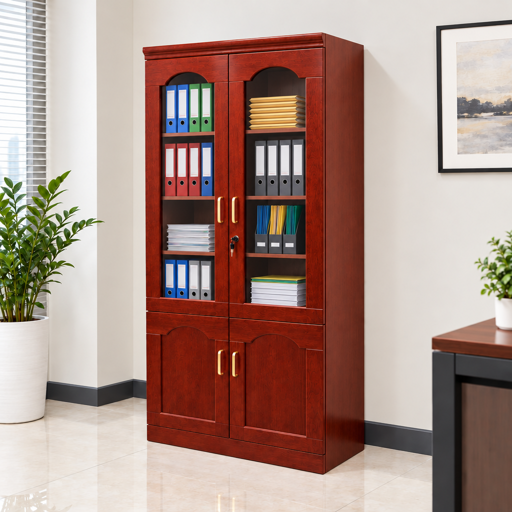 Half Display Mahogany Office Cabinet