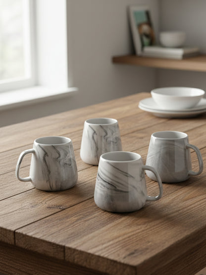 6Pcs Pearl Marble Porcelain Tea And Coffee Mugs