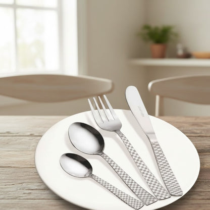 24 pieces diamond print stainless steel cutlery set