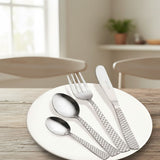 24Pcs Diamond Print Stainless Steel Cutlery Set