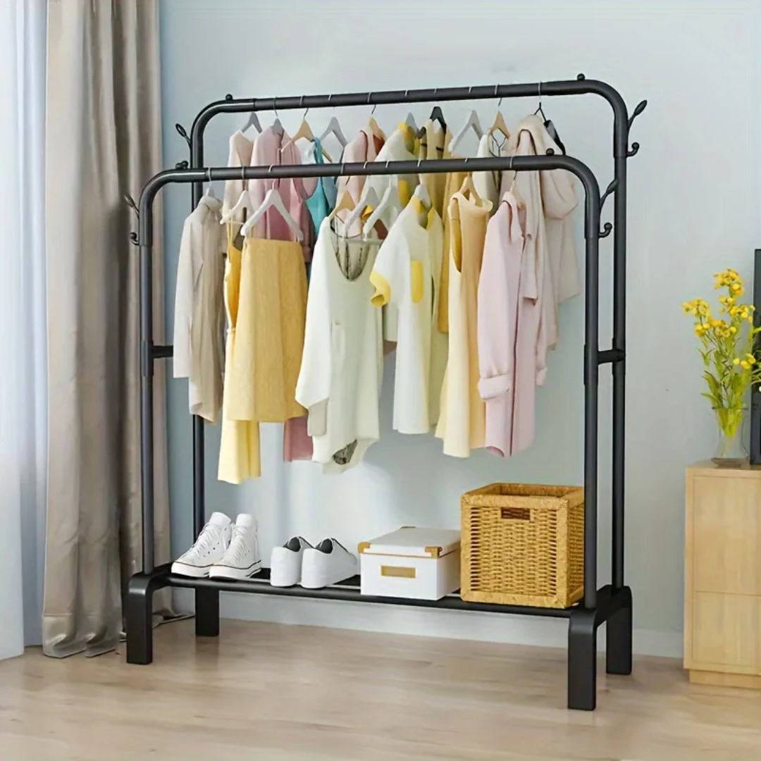 Double Pole Sturdy Clothes Rack