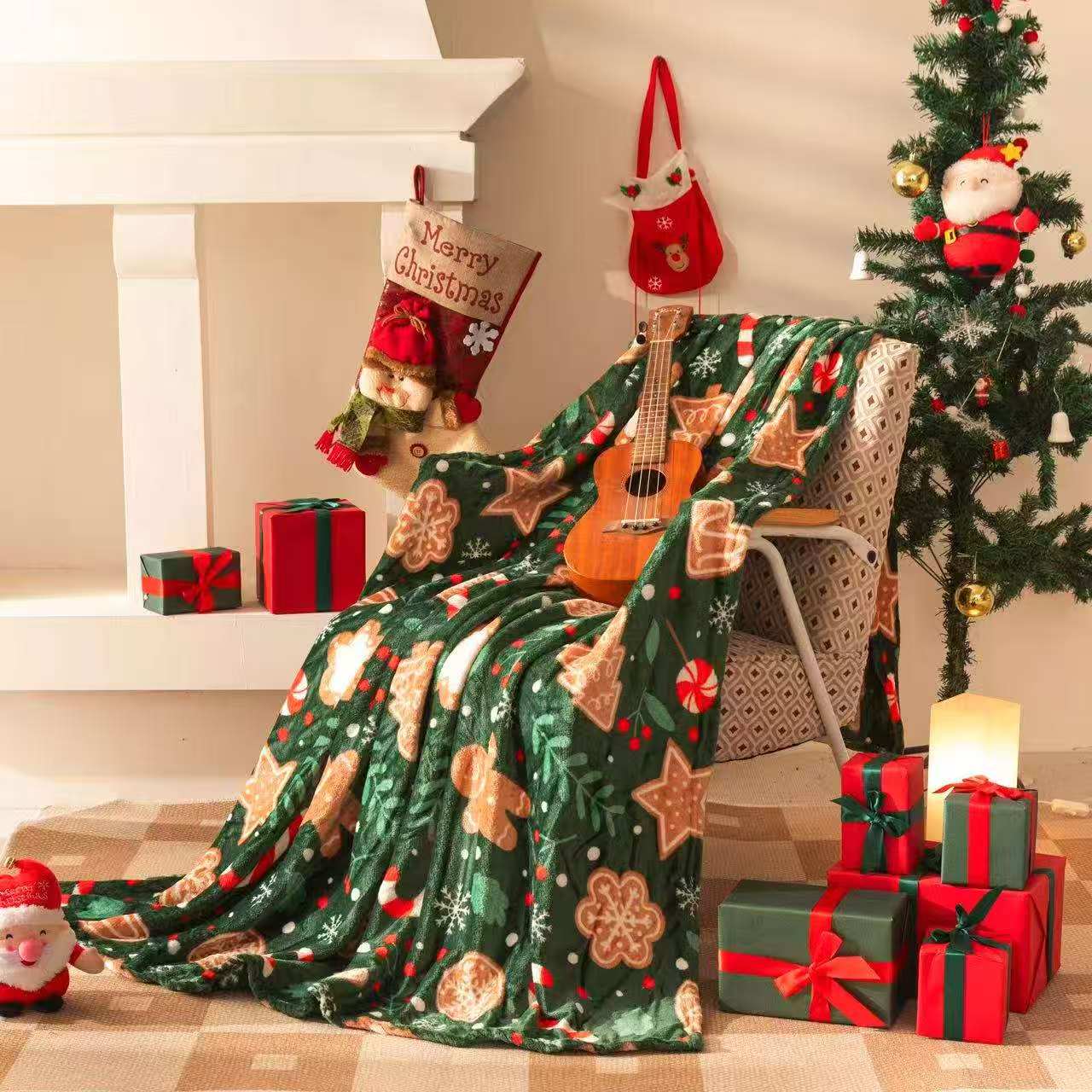 Double-Sided Christmas Throw Blanket
