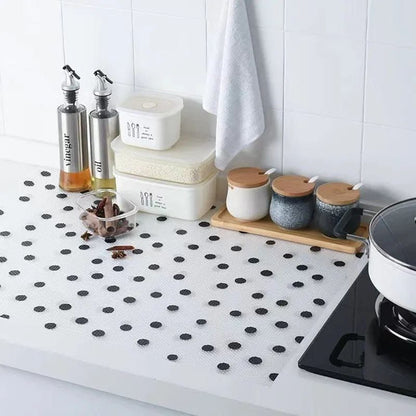 Polka dot waterproof drawer and shelf liner roll for home organization
