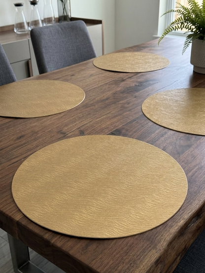 Round faux leather PVC table mat 38 cm non-slip waterproof dining placemat