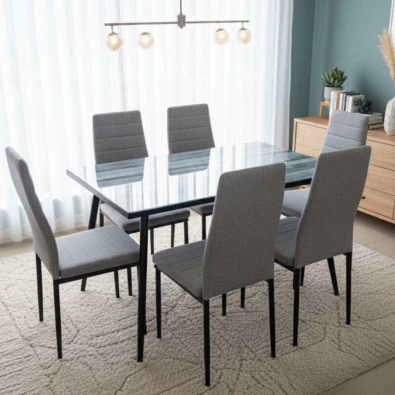 4-Seater Glass Top Dining Set