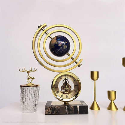 Marble Base Clock Globe Décor