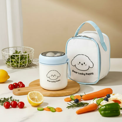2-in-1 Food Flask Thermos with Matching Insulated Lunch Bag