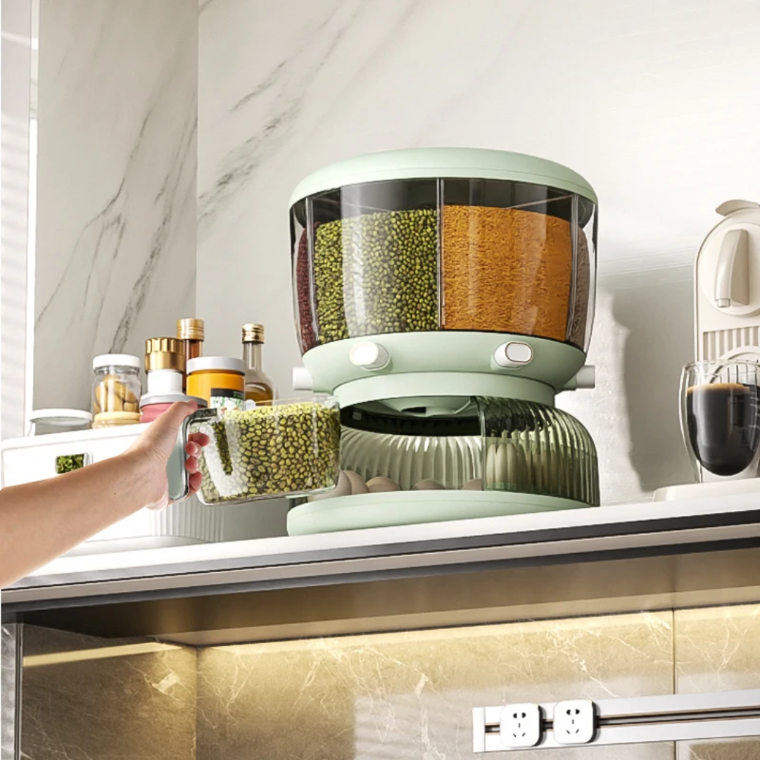 Partitioned Cereal Dispenser + Egg Holder