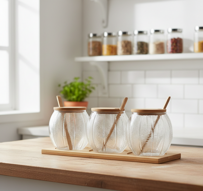 3 Piece Glass Canister Set