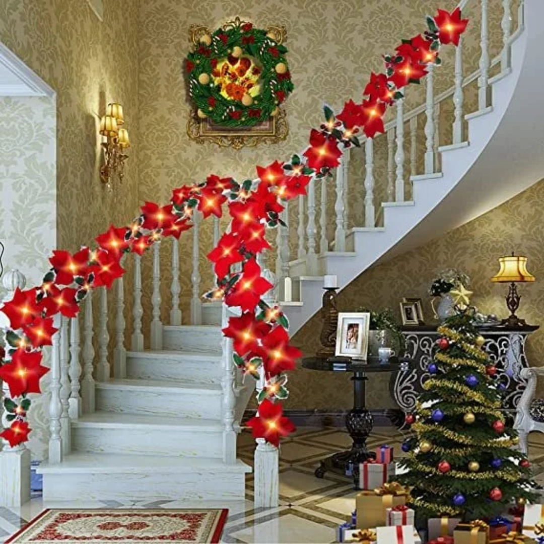 2M Christmas Poinsettia Garland