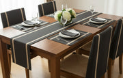 6-piece dining table mats and runner set with runner size 180 × 30 cm