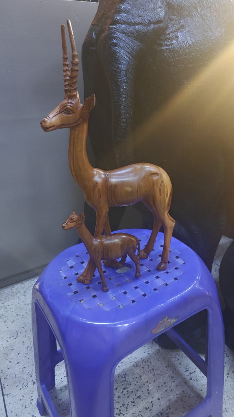 2 in 1 Wooden Gazelle Rosewood Sculpture (40 × 25 cm)