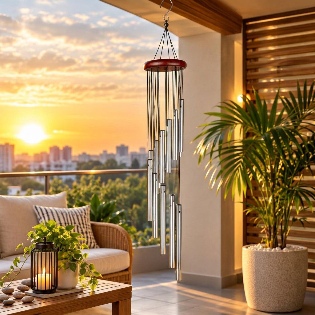 90cm Musical Wind Chime with 18 Rotating Aluminium Tubes