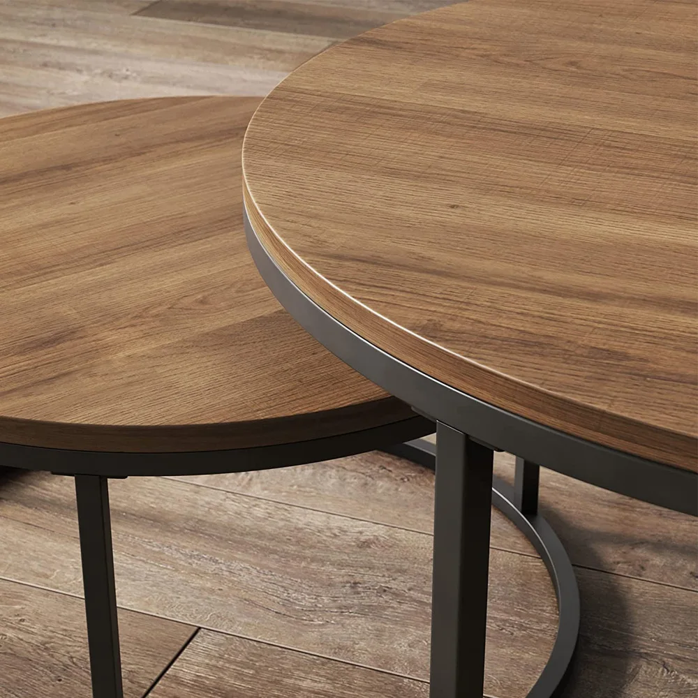 Rustic Wooden Nesting Coffee Table Set of 2