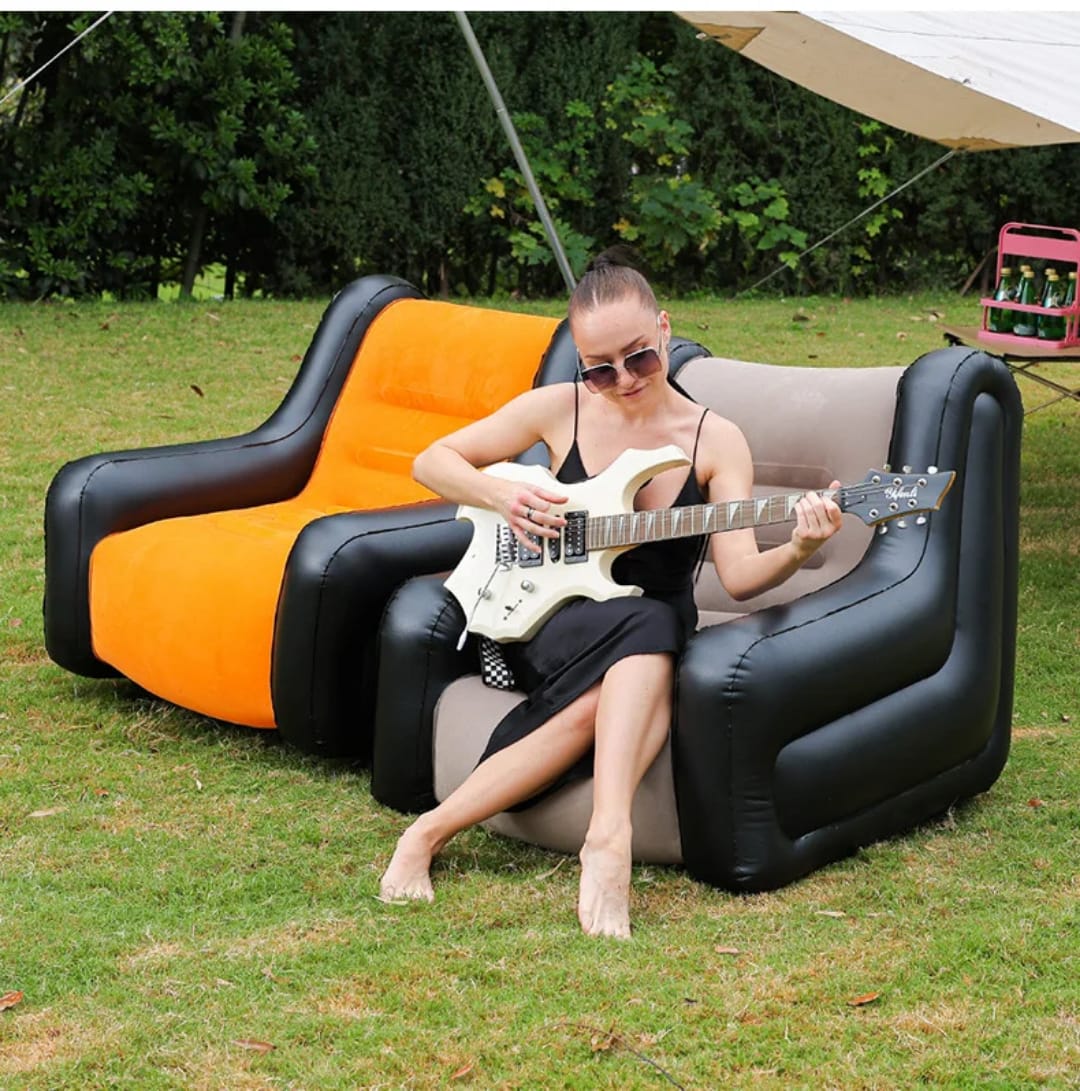 Inflatable 1-Seater Sofa With Armrests And Free Pump