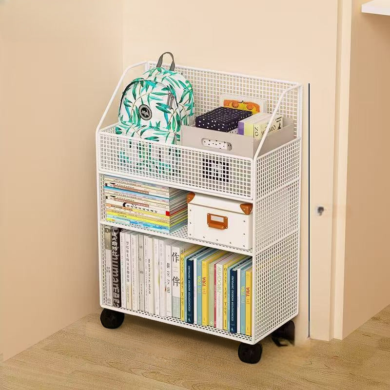 Multipurpose bookshelf stand with wheels and multi-tier storage design