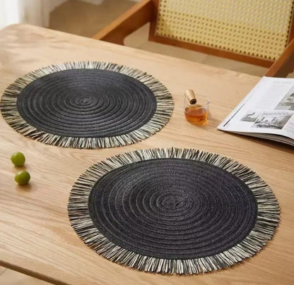6-Piece round braided table placemats 38 cm for dining table décor