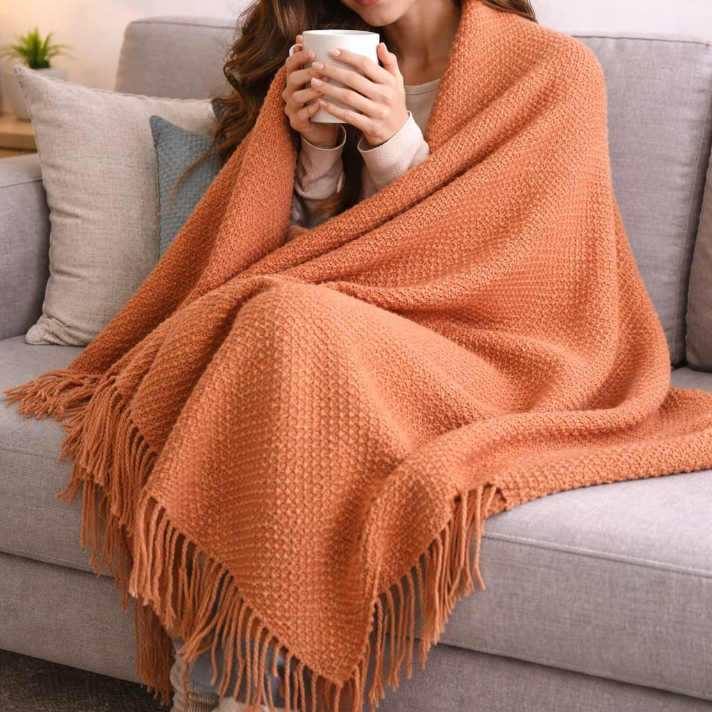 Decorative Knitted Throw Blanket