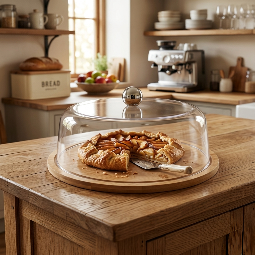 Round Bamboo Food Tray With Acrylic Lid