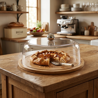 Round Bamboo Food Tray With Acrylic Lid