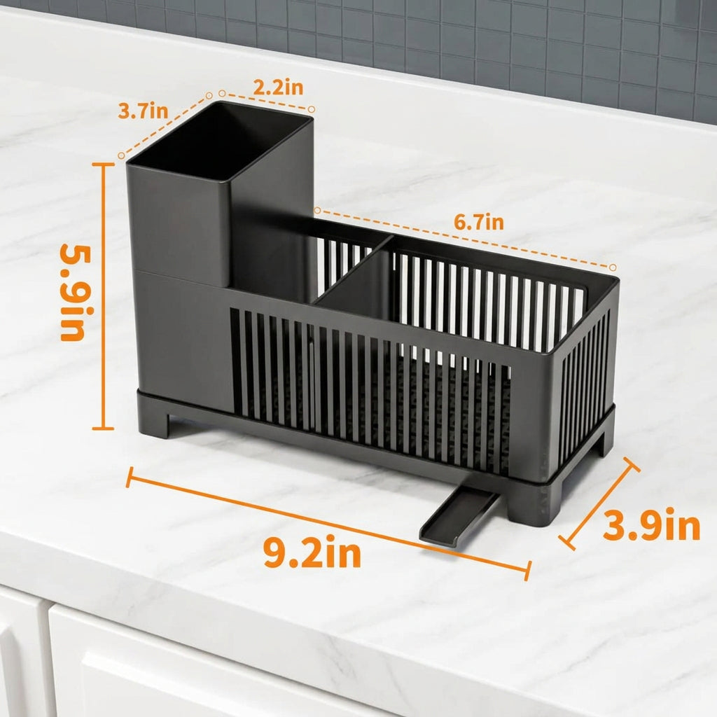 2-in-1 Black PP Kitchen Sink Caddy