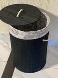 Round bamboo laundry basket