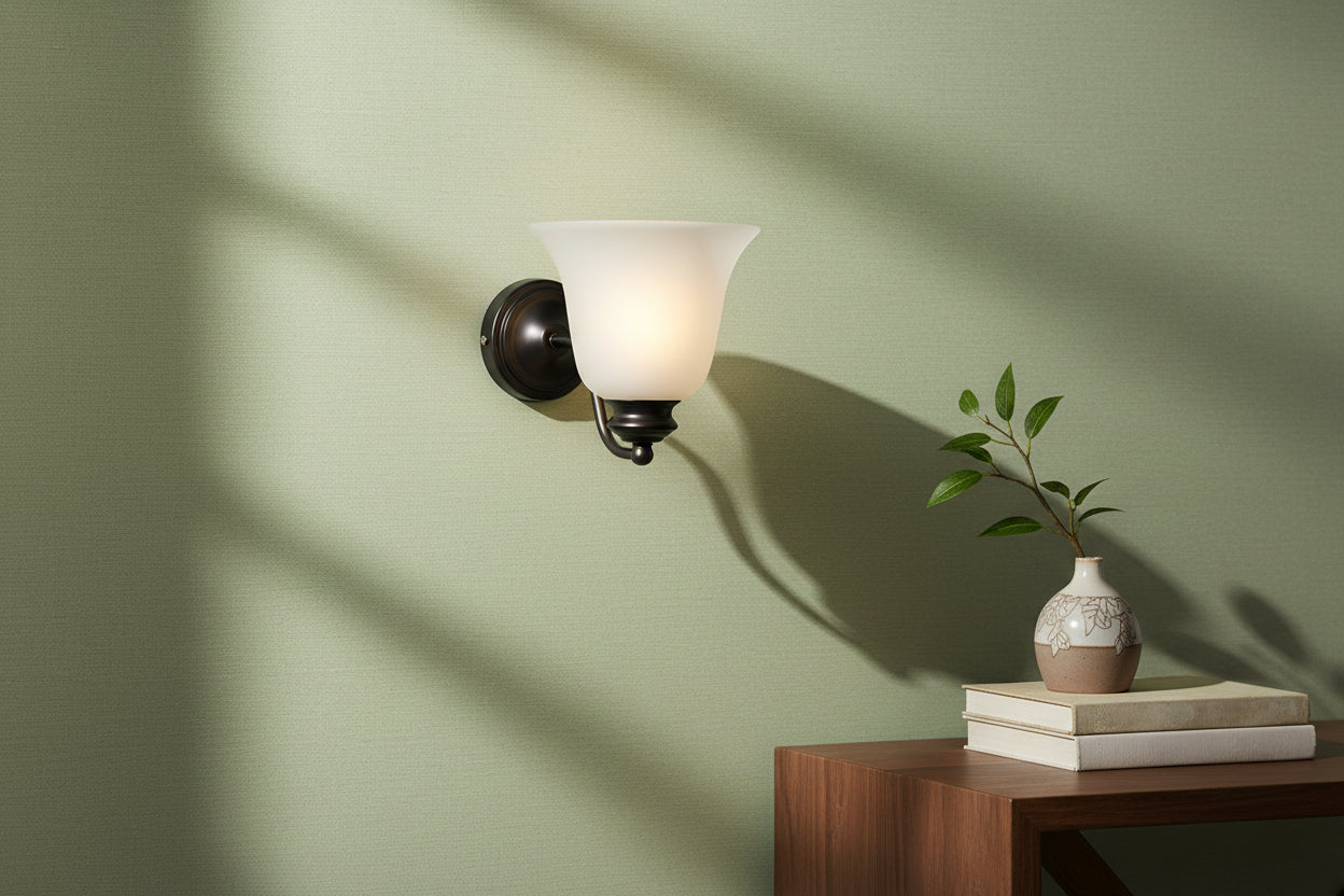 Black and white glass wall lamp with iron frame, modern indoor E27 decorative lighting fixture