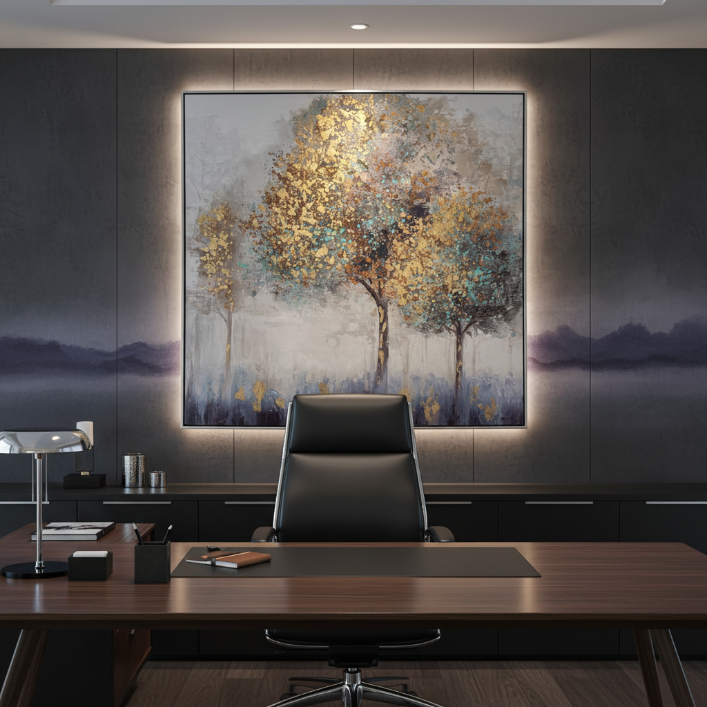 Trees Oil Painting With Frame