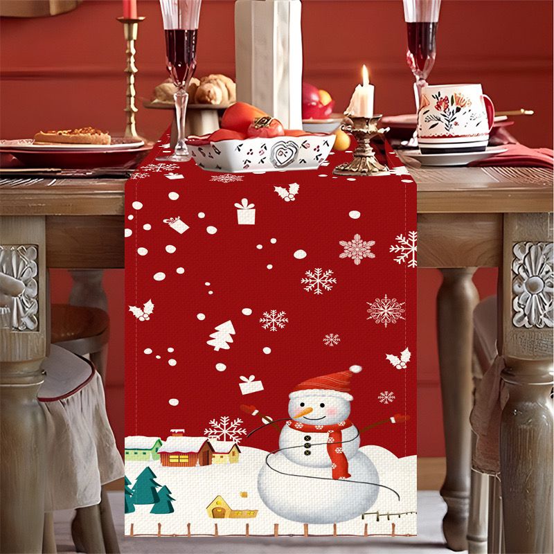 Christmas Snowman Table Runner Linen