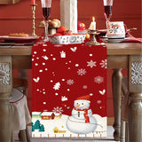 Christmas Snowman Table Runner Linen