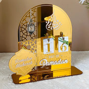 Gold and black acrylic Ramadhan and Eid Mubarak countdown calendar for home décor