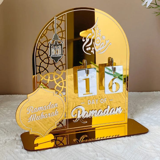 Gold and black acrylic Ramadhan and Eid Mubarak countdown calendar for home décor