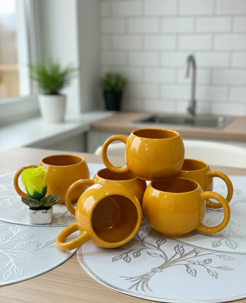 Set of six ceramic mugs