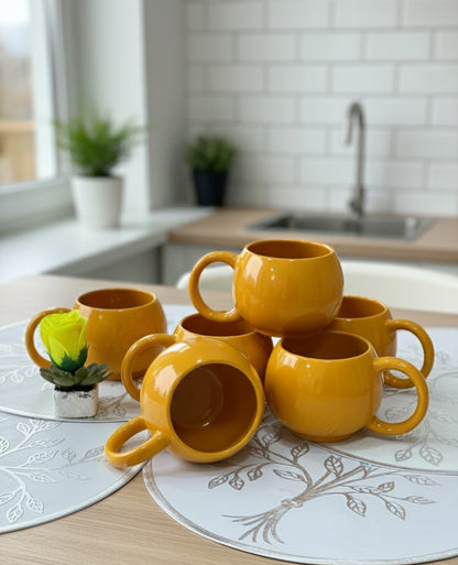 Set of six ceramic mugs