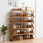 6-Tier Foldable Bamboo Shoe Rack Stand Multifunctional Organizer
