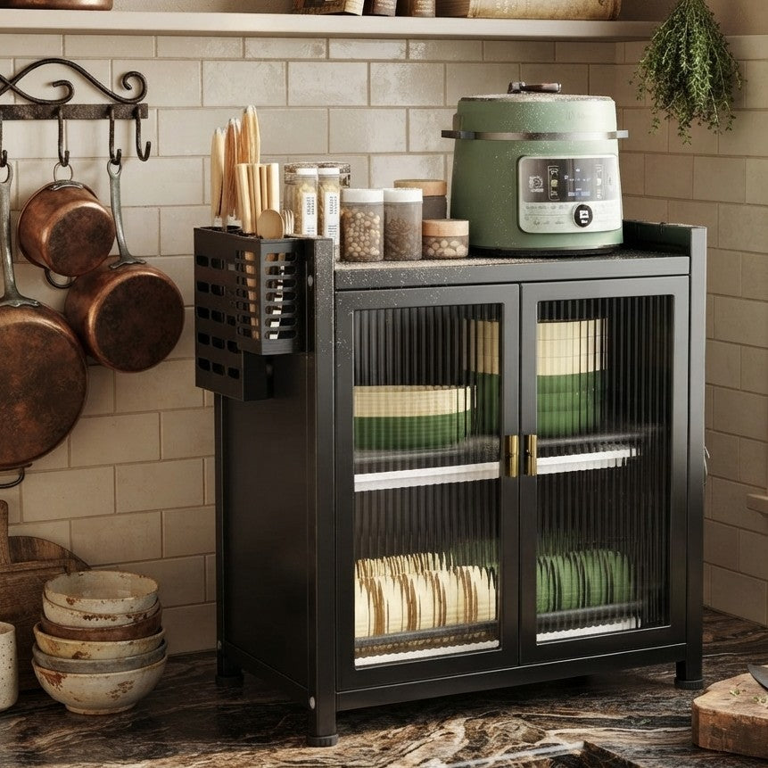 Minimalist Kitchen Countertop Dish Rack with Drawers
