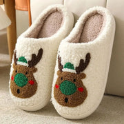 Christmas indoor slippers with rubber sole in festive prints