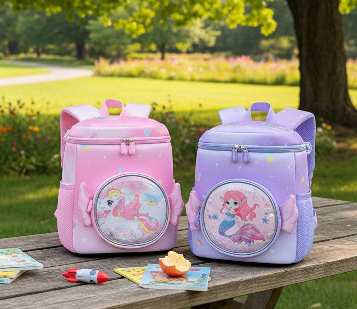 Girls’ cartoon-themed school bag with spacious compartments and comfortable straps