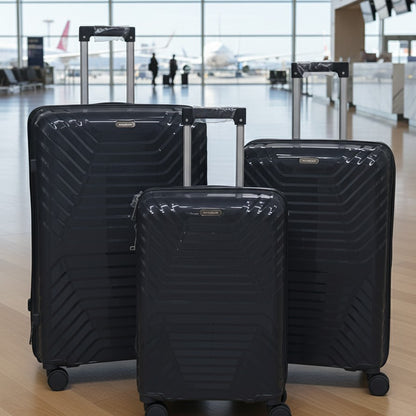 3 in 1 Unbreakable rubber PP suitcase set with spinner wheels